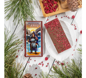 Шоколад молочный с малиной 